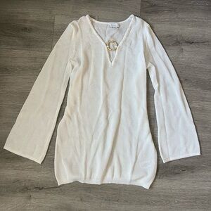 House of Harlow 1960 Women’s Boho  Crochet Knit Dress Beach Cover Up White XS